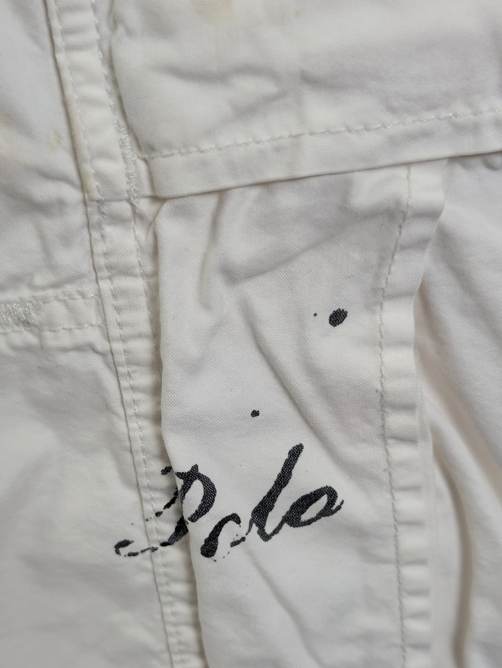 Polo Ralph Lauren 90's White Cargo Style Shorts w/ Graphic Print - Size 36 - Picture 3 of 10